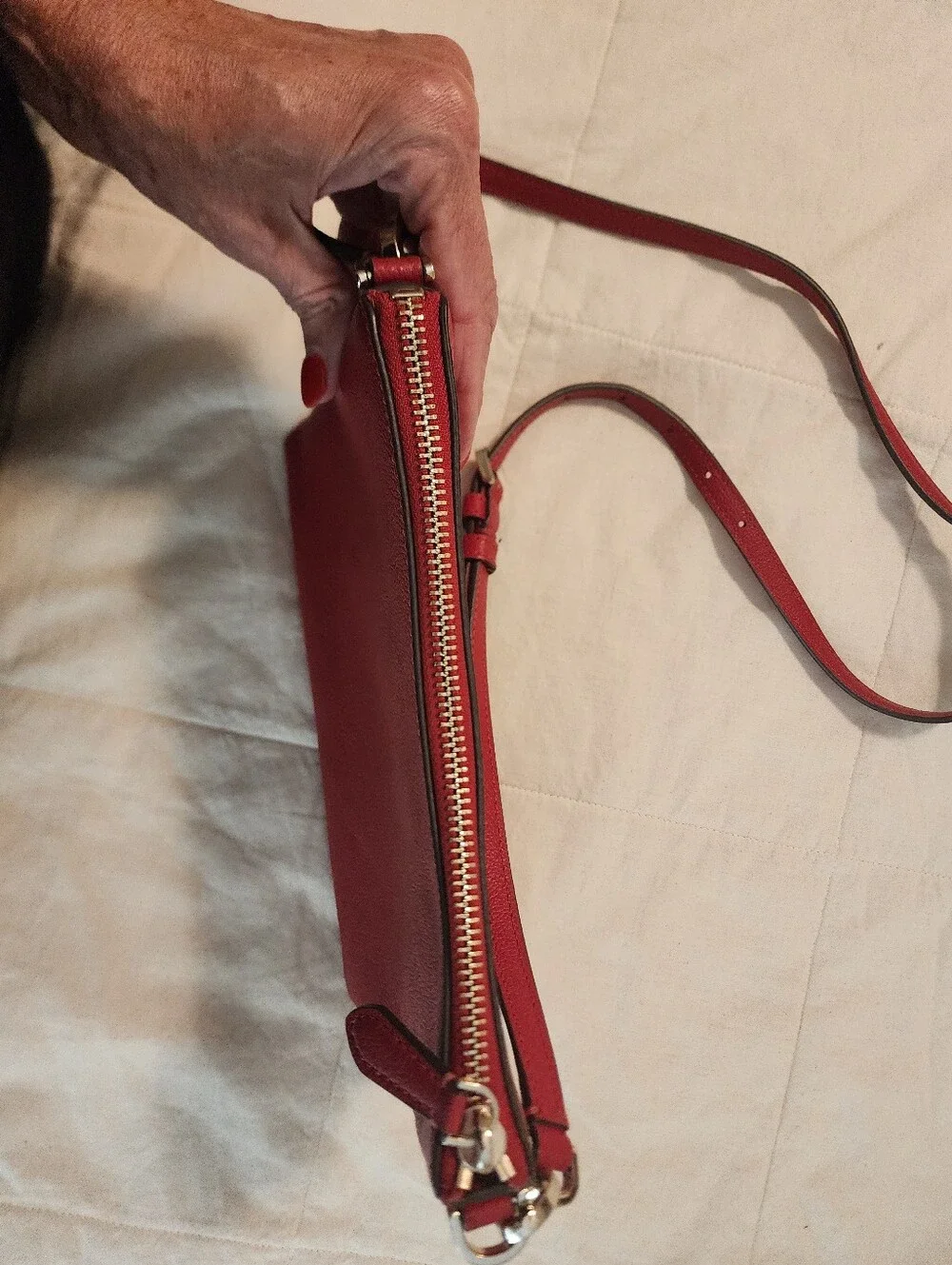 Kate Spade Red Textured Leather Crossbody Bag Gold Hardware Exc Condition